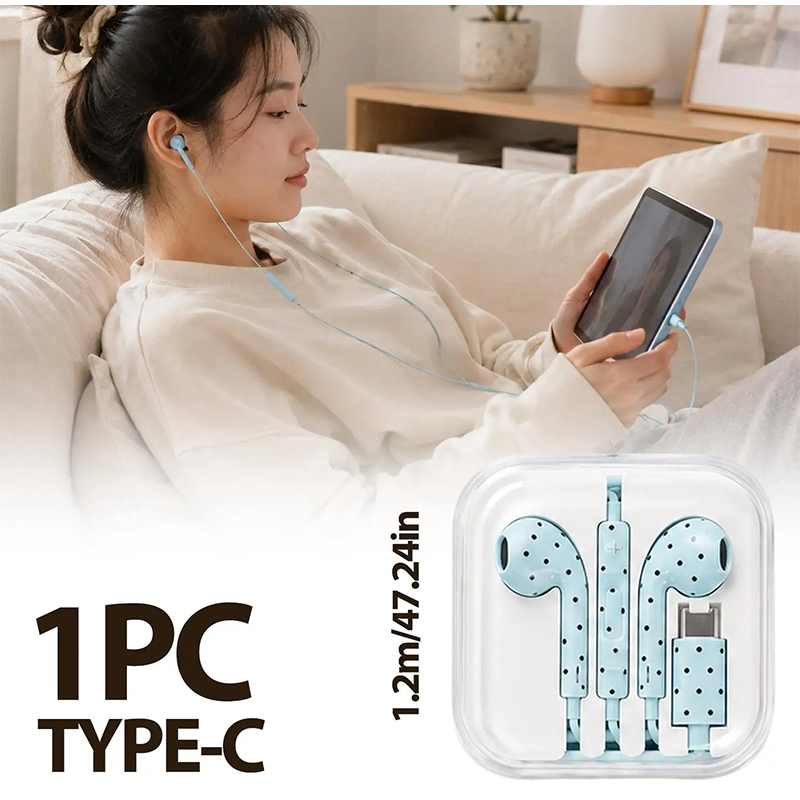 In-ear Earphone With Polka Dot - Wired Earphone Mic ulasan dan harga